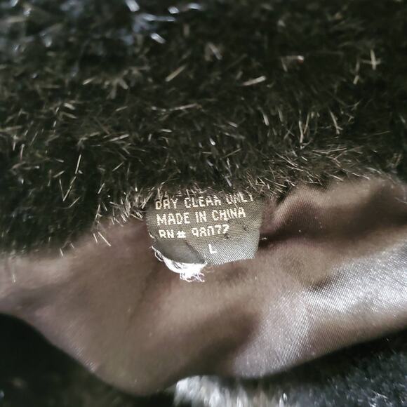 Womens Faux Fur Coat Size Large Black Mob Wife - Picture 4 of 4